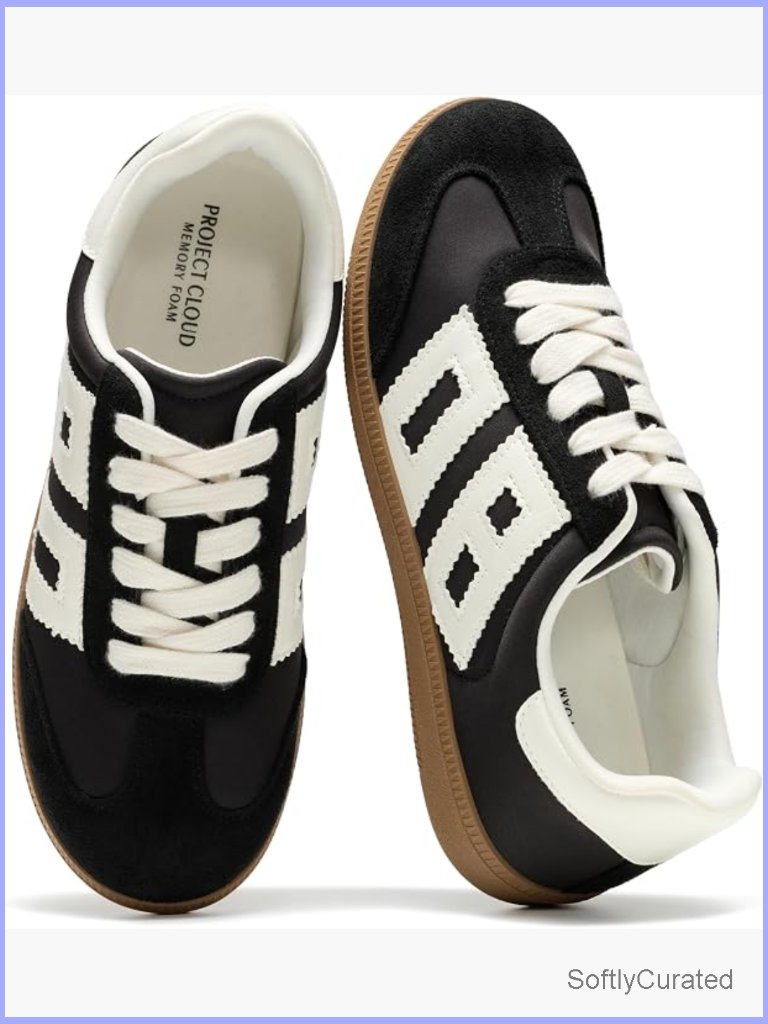 Women's Fashion Sneakers - Memory Foam Breathable Non-Slip Lace-Up Walking Shoes